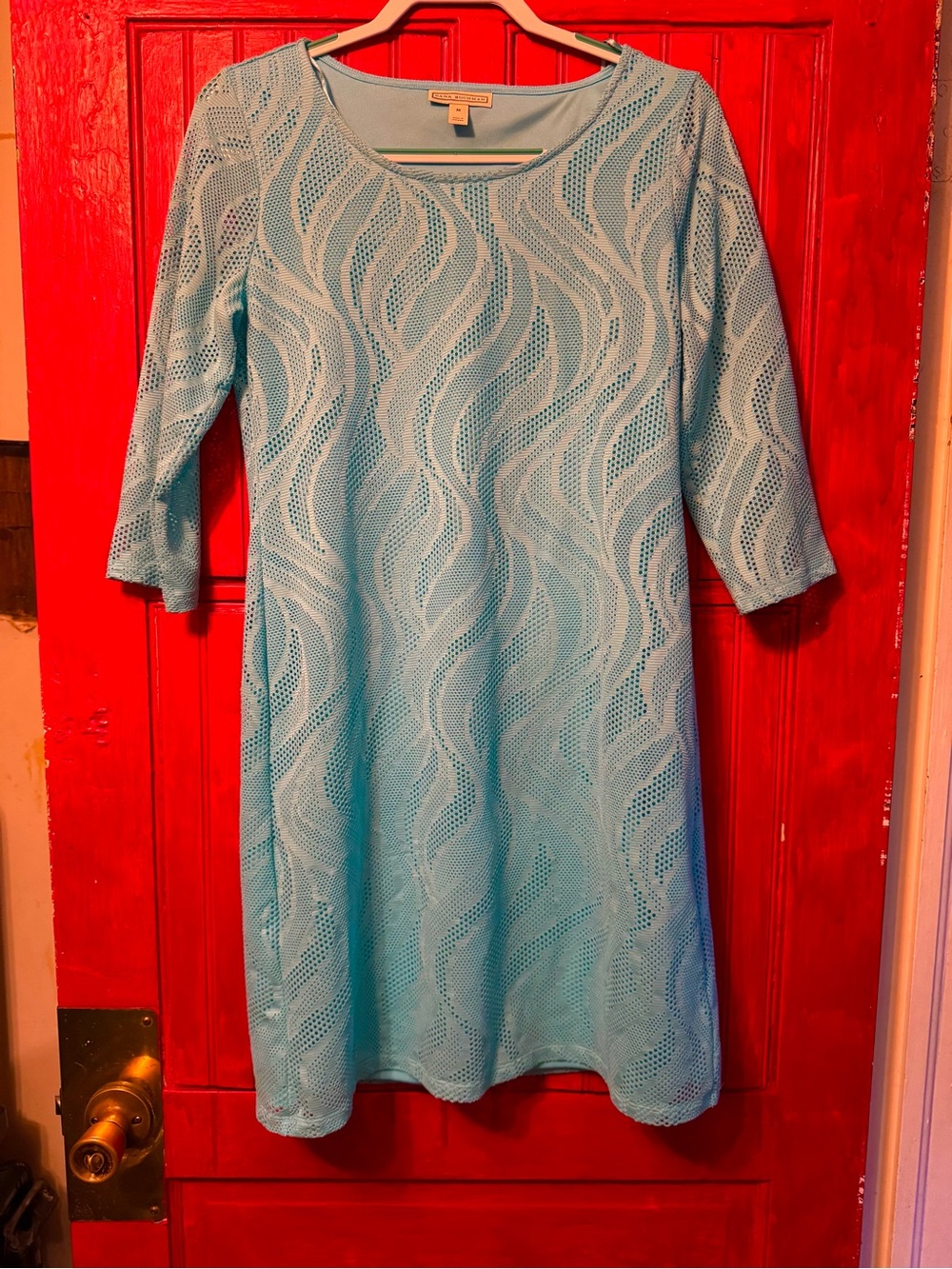 Dana Buchman Aqua Lace-Overlay Midi Dress